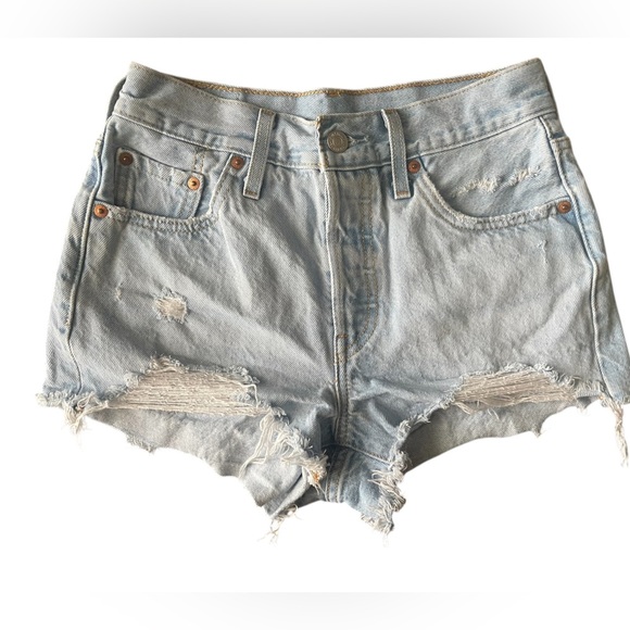 Levi’s 501 ,,Stylish Women's Denim Shorts - Light Blue and Dark Blue - Picture 12 of 16